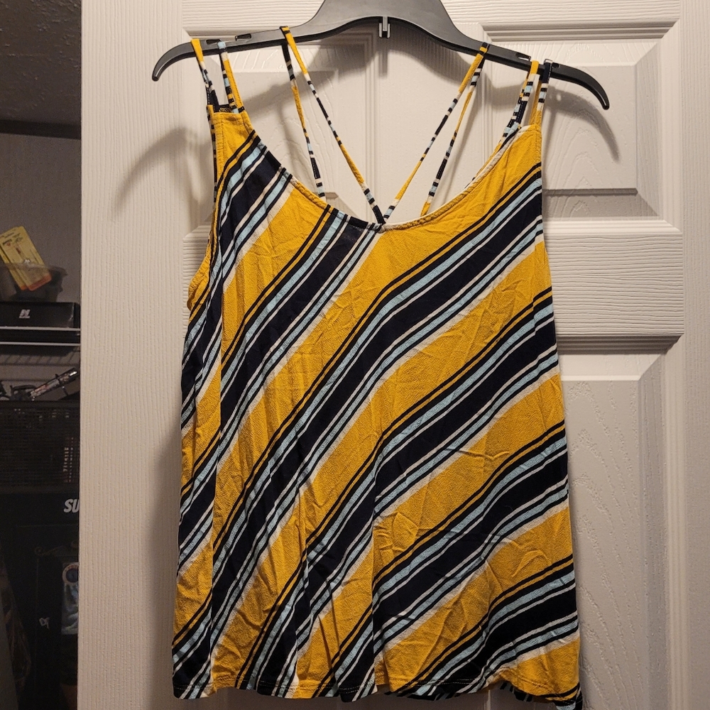 Women's size L Maurices Strapless Shirt with Stripes